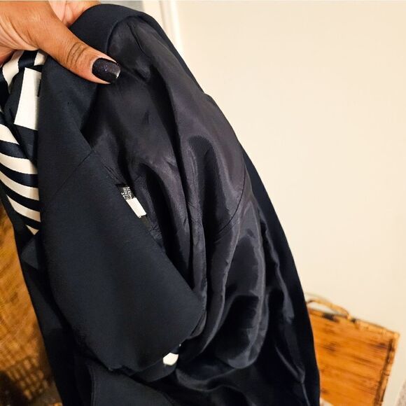 Vtg Navy Blue Kasper Notched Collar Pin Stripe Business Casual Short Sleeve Blaz - Picture 4 of 13